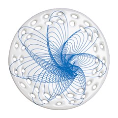 Spirograph Pattern Drawing Design Blue Round Filigree Ornament (two Sides) by Nexatart