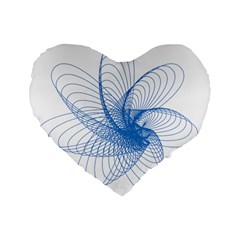 Spirograph Pattern Drawing Design Blue Standard 16  Premium Flano Heart Shape Cushions by Nexatart