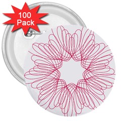 Spirograph Pattern Drawing Design 3  Buttons (100 pack) 