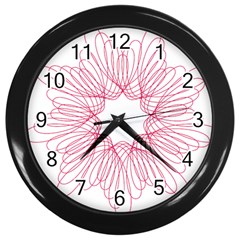 Spirograph Pattern Drawing Design Wall Clocks (black) by Nexatart