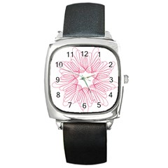 Spirograph Pattern Drawing Design Square Metal Watch