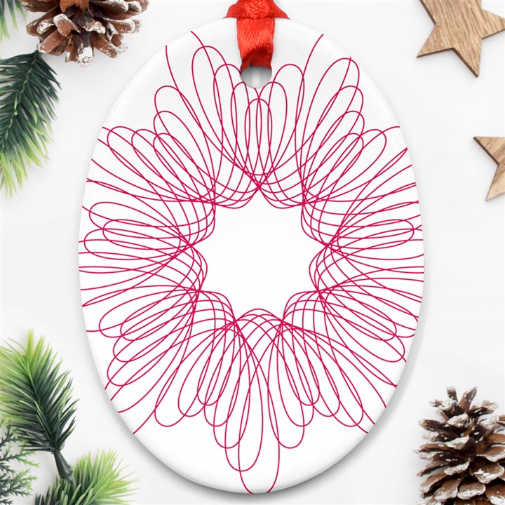 Spirograph Pattern Drawing Design Oval Ornament (Two Sides)