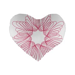 Spirograph Pattern Drawing Design Standard 16  Premium Heart Shape Cushions