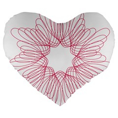 Spirograph Pattern Drawing Design Large 19  Premium Heart Shape Cushions