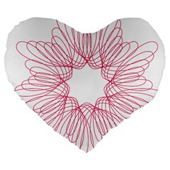 Spirograph Pattern Drawing Design Large 19  Premium Flano Heart Shape Cushions