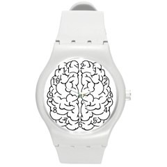 Brain Mind Gray Matter Thought Round Plastic Sport Watch (m) by Nexatart