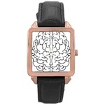 Brain Mind Gray Matter Thought Rose Gold Leather Watch  Front