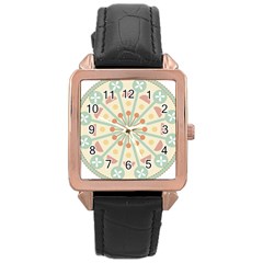 Blue Circle Ornaments Rose Gold Leather Watch  by Nexatart