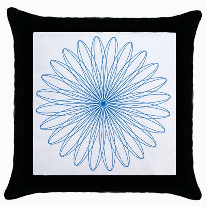 Spirograph Pattern Circle Design Throw Pillow Case (Black)