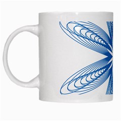 Blue Spirograph Pattern Circle Geometric White Mugs by Nexatart