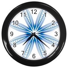 Blue Spirograph Pattern Circle Geometric Wall Clocks (black) by Nexatart