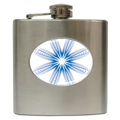 Blue Spirograph Pattern Circle Geometric Hip Flask (6 Oz) by Nexatart