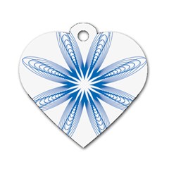 Blue Spirograph Pattern Circle Geometric Dog Tag Heart (one Side) by Nexatart