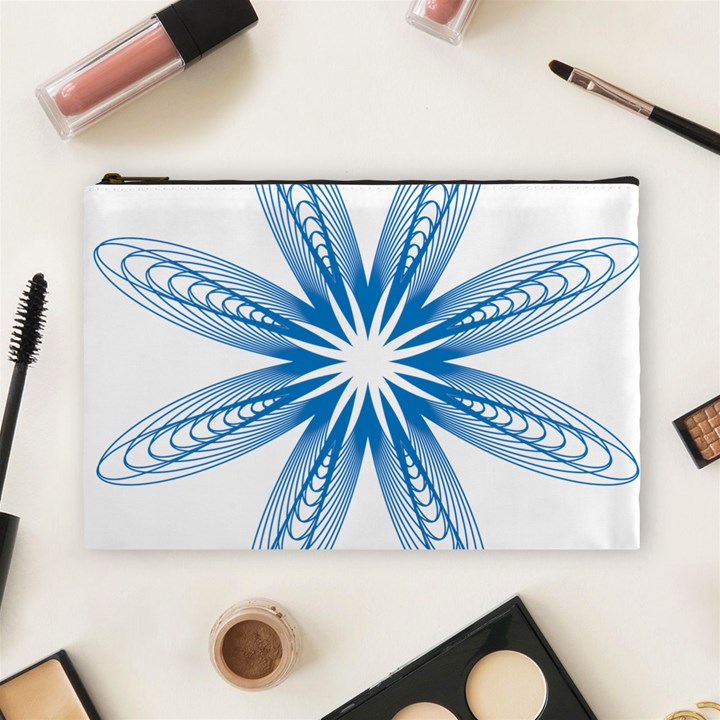 Blue Spirograph Pattern Circle Geometric Cosmetic Bag (Large) 