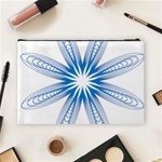 Blue Spirograph Pattern Circle Geometric Cosmetic Bag (Large)  Back