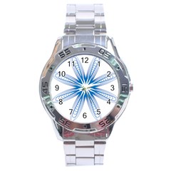 Blue Spirograph Pattern Circle Geometric Stainless Steel Analogue Watch by Nexatart