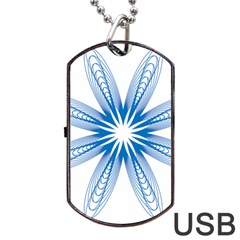 Blue Spirograph Pattern Circle Geometric Dog Tag Usb Flash (two Sides) by Nexatart