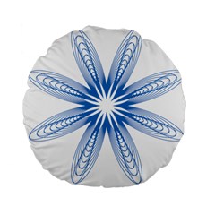 Blue Spirograph Pattern Circle Geometric Standard 15  Premium Flano Round Cushions by Nexatart