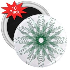 Spirograph Pattern Circle Design 3  Magnets (10 Pack)  by Nexatart