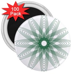 Spirograph Pattern Circle Design 3  Magnets (100 Pack) by Nexatart