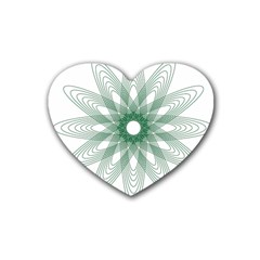 Spirograph Pattern Circle Design Rubber Coaster (heart)  by Nexatart