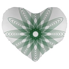 Spirograph Pattern Circle Design Large 19  Premium Flano Heart Shape Cushions by Nexatart