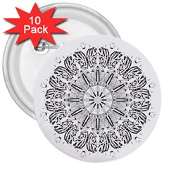 Art Coloring Flower Page Book 3  Buttons (10 Pack)  by Nexatart