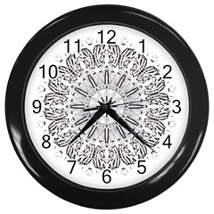 Art Coloring Flower Page Book Wall Clocks (black) by Nexatart