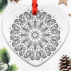 Art Coloring Flower Page Book Heart Ornament (two Sides) by Nexatart