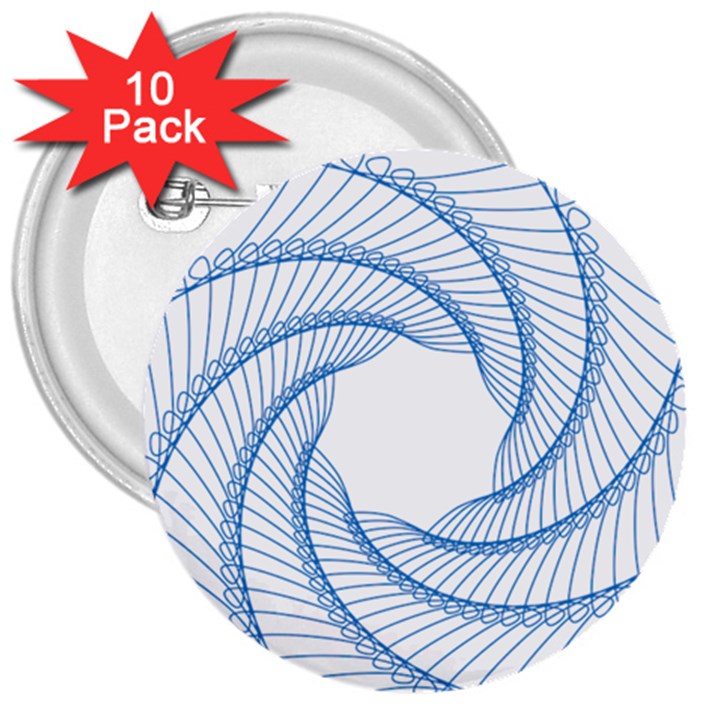 Spirograph Spiral Pattern Geometric 3  Buttons (10 pack) 