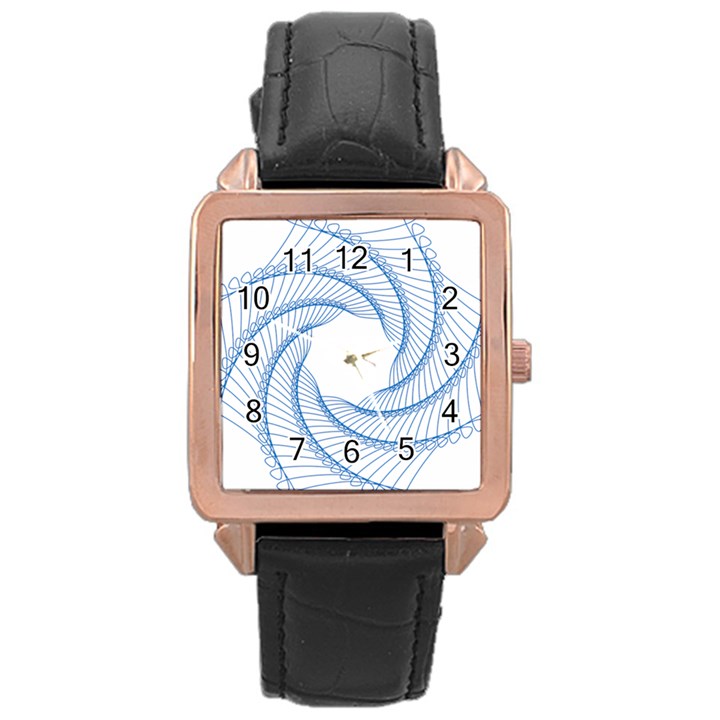 Spirograph Spiral Pattern Geometric Rose Gold Leather Watch 