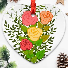 Roses Flowers Floral Flowery Ornament (heart) by Nexatart