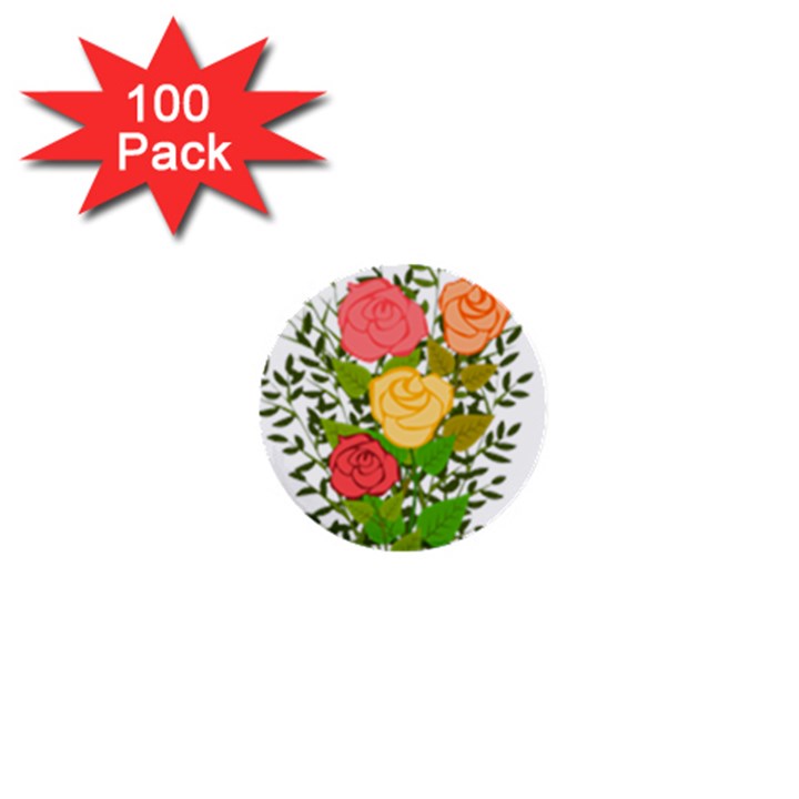 Roses Flowers Floral Flowery 1  Mini Buttons (100 pack) 