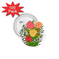 Roses Flowers Floral Flowery 1 75  Buttons (100 Pack) 