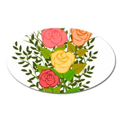 Roses Flowers Floral Flowery Oval Magnet by Nexatart