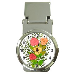 Roses Flowers Floral Flowery Money Clip Watches by Nexatart