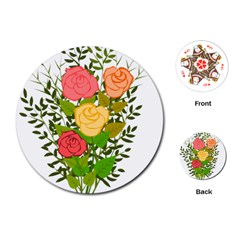 Roses Flowers Floral Flowery Playing Cards (round)  by Nexatart