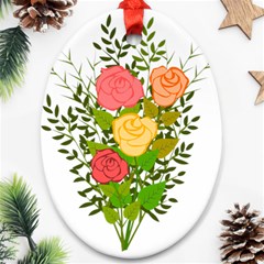 Roses Flowers Floral Flowery Oval Ornament (two Sides) by Nexatart