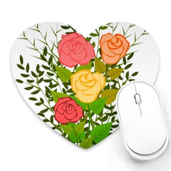 Roses Flowers Floral Flowery Heart Mousepads by Nexatart