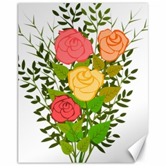 Roses Flowers Floral Flowery Canvas 11  X 14   by Nexatart