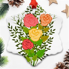 Roses Flowers Floral Flowery Snowflake Ornament (two Sides) by Nexatart