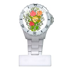 Roses Flowers Floral Flowery Plastic Nurses Watch by Nexatart