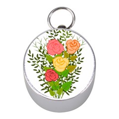 Roses Flowers Floral Flowery Mini Silver Compasses by Nexatart