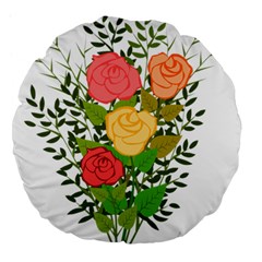 Roses Flowers Floral Flowery Large 18  Premium Flano Round Cushions by Nexatart