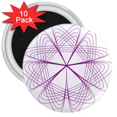 Purple Spirograph Pattern Circle Geometric 3  Magnets (10 Pack)  by Nexatart