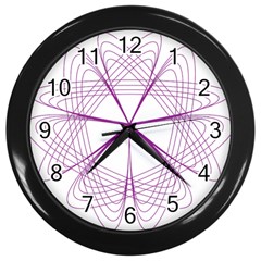 Purple Spirograph Pattern Circle Geometric Wall Clocks (black) by Nexatart