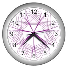 Purple Spirograph Pattern Circle Geometric Wall Clocks (silver)  by Nexatart