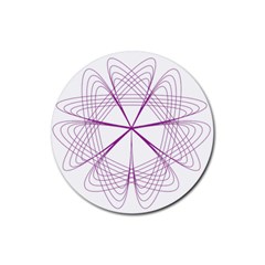 Purple Spirograph Pattern Circle Geometric Rubber Coaster (round)  by Nexatart