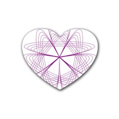 Purple Spirograph Pattern Circle Geometric Rubber Coaster (heart)  by Nexatart