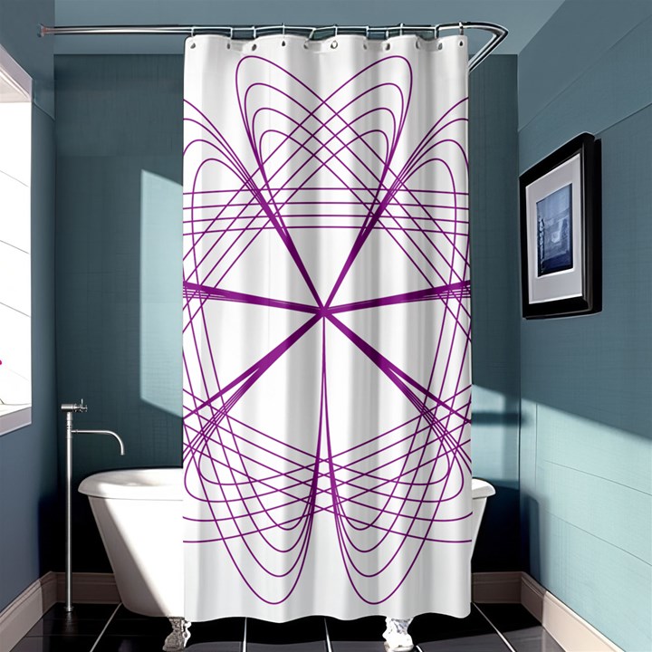 Purple Spirograph Pattern Circle Geometric Shower Curtain 36  x 72  (Stall) 